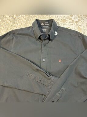 Nordstrom Smartcare Mens Medium Dress Shirt Black Button Down Cotton Classic